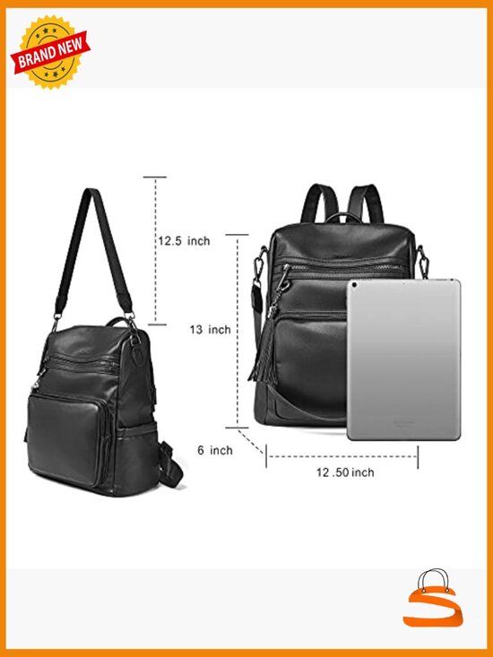 Leather Backpack Purse for Women Fashion Tassel Large Travel Bag